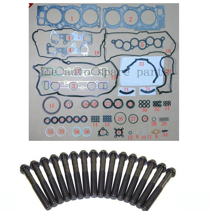 

3VZ 3VZFE Engine complete Full gasket set kit cylinder head bolt nuts screw for Toyota Camry/ LEXUS ES 300 2958CC 3.0L 1991-2001