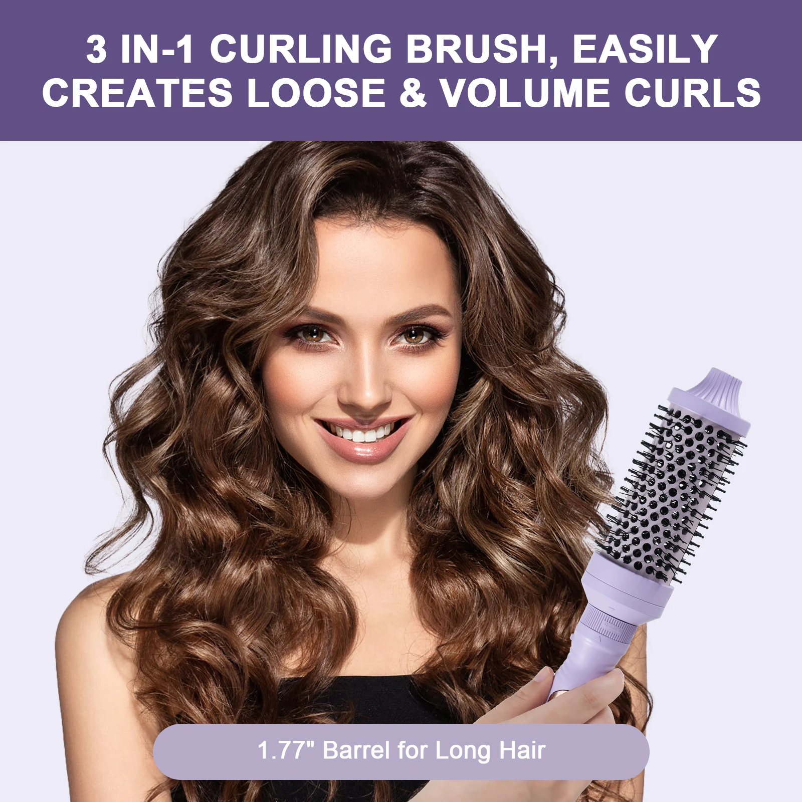 

Curling Brush Curly Hair Hot Air Brush Kit for Styling and Frizz Control with 3 Detachable Curling Brush Hot Air Styling Brush