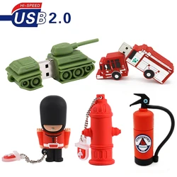 Creative Cartoon Pen Drive 128GB Tank Flash Drive 64GB Fire Hydrant Memory Stick 32GB Fire Extinguisher USB Drive 16GB 8GB 4GB