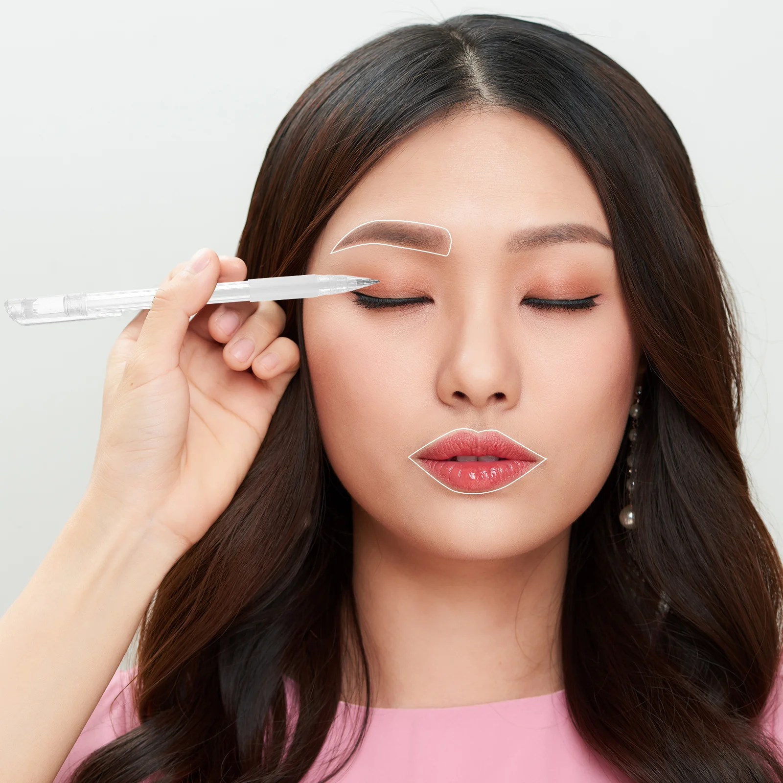 

1 Set Eyebrow Mapping Pencil High Marker Pen Clear Visible Tattoo Stencil Tool Portable Brow Positioning Kit For