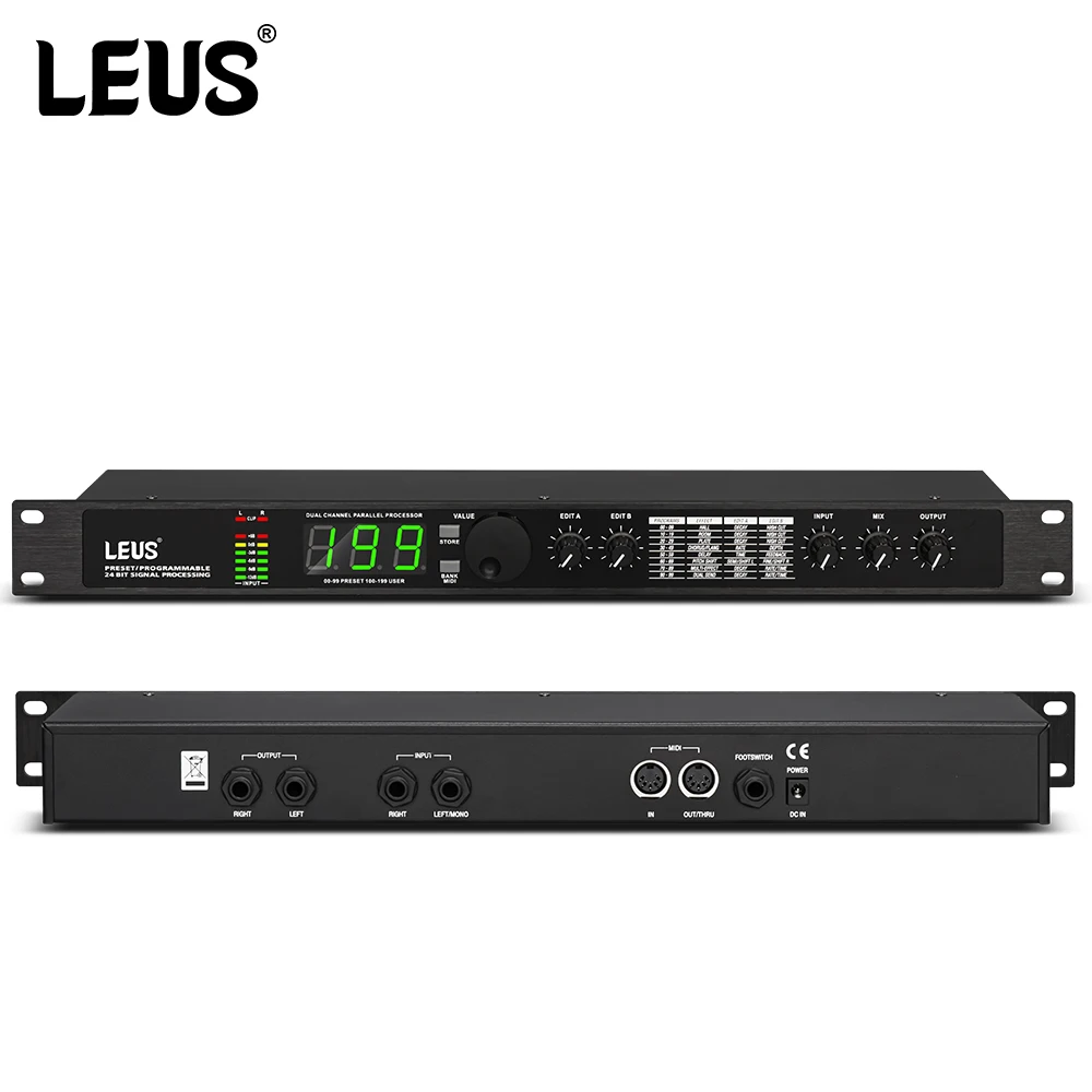 LEUS A4 Professional Digital Reverberation Multi Effect DSP Processor Audio Processor Equalizer