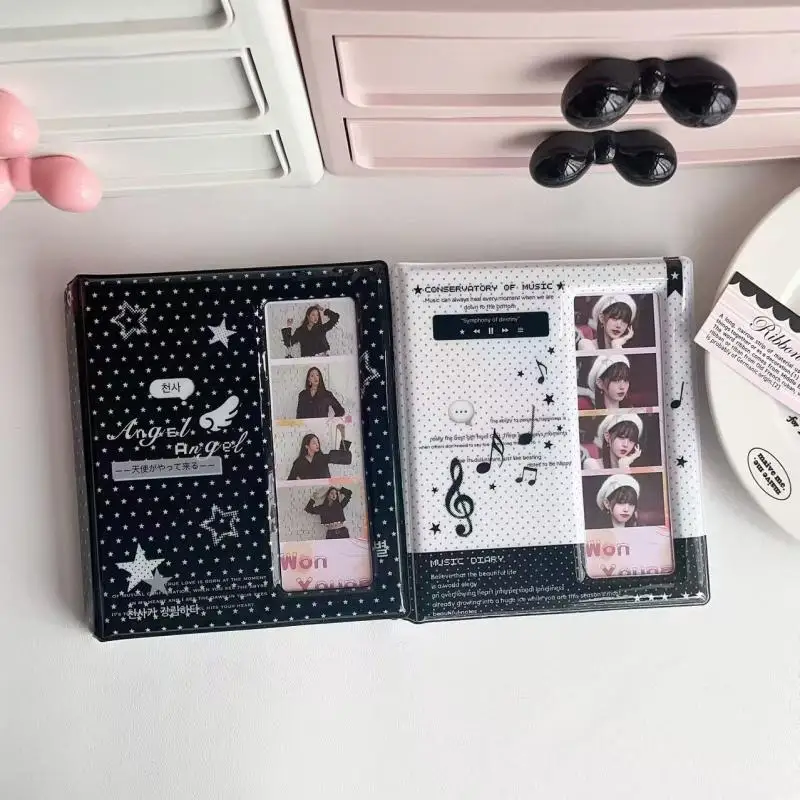 Cartoon Four Grid 4 Cuts Album Photo Card Collection Book For 40 Pcs 2x6 Inch Photo Strips Bookmark 20 Pcs 4x6 4R Photo Holder
