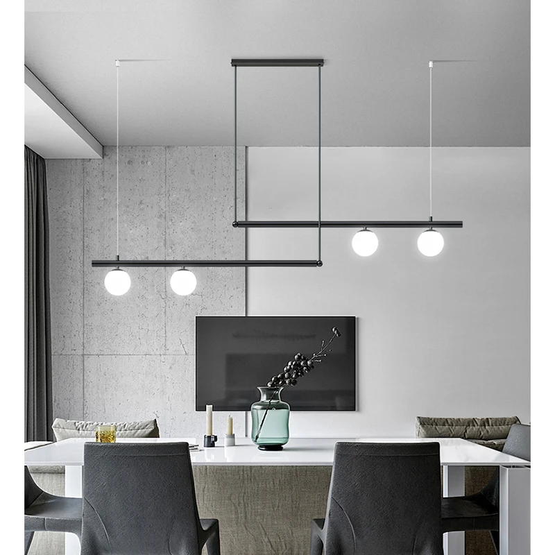 Fumi Modern Chandelier,Black Pendant Light Fixtures with Glass Shade, Indoor Mid Century Hanging Ceiling Light for Kitchen Isl
