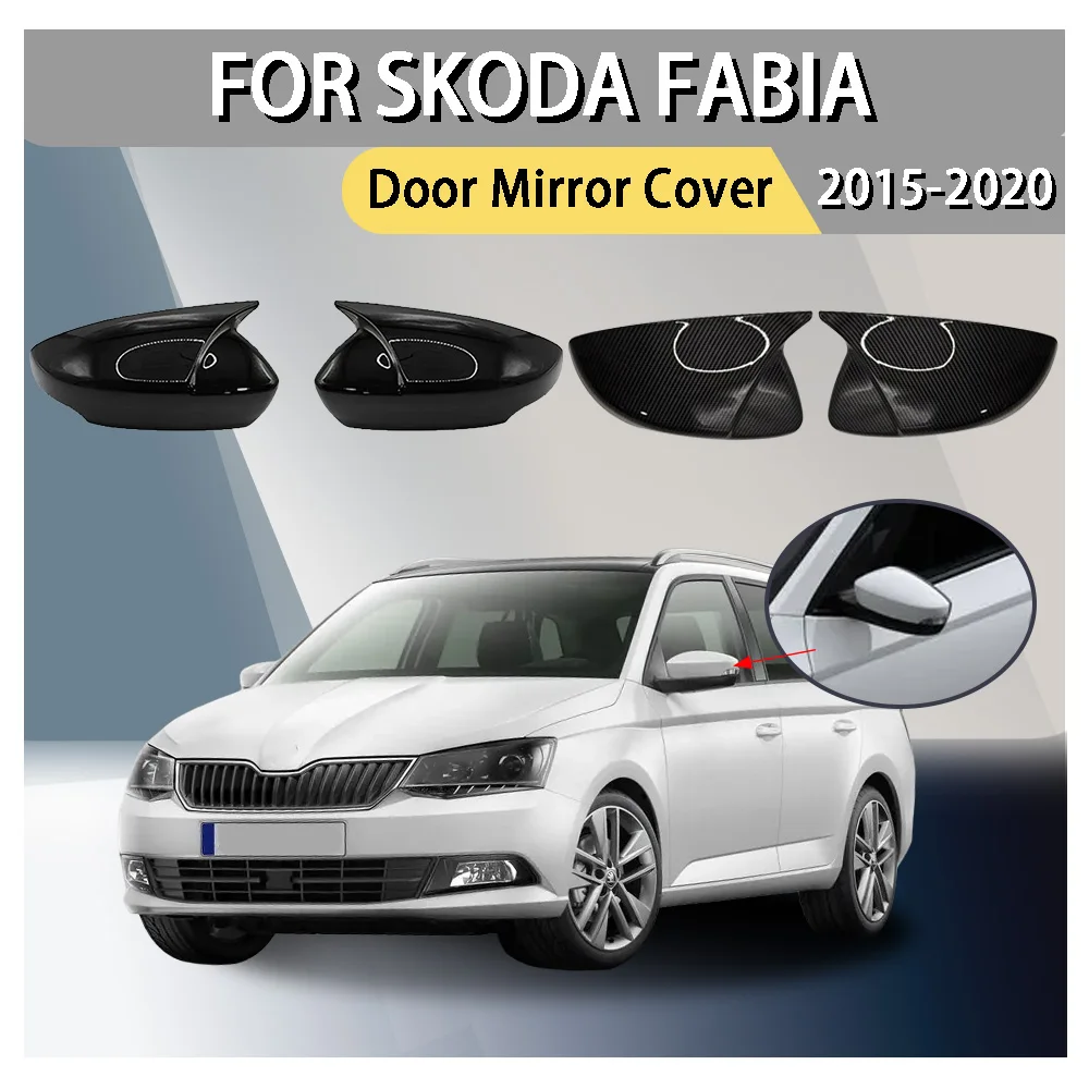 

Cars Accessories Bull-Horn Door Mirror Cover For Skoda Fabia 2015 2016 2017 2018 2019 2020 Car Rearview Accessories