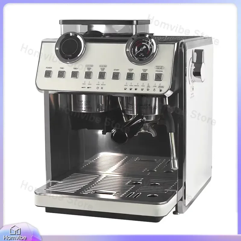 Espresso 20 Bar Double Boiler Dual Pump Italian Style Automatic Coffee Maker with Built-in Grinder for Home Kitchen