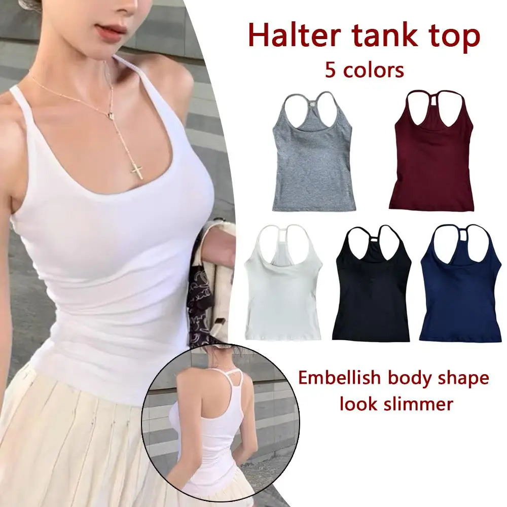 Kamizelka z szelkami z podkładkami na klatkę piersiową Hot Girls Pure Desire Female Summer Slim Backless Simple Fashion Summer Vest y2k топ женский