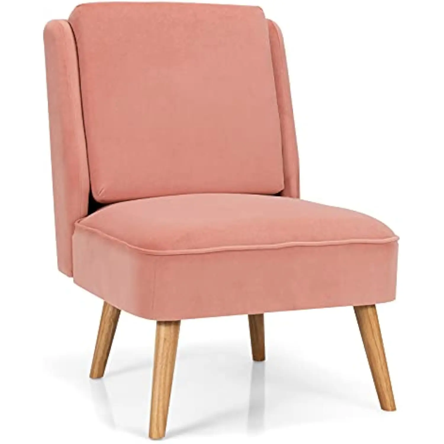 

Velvet Accent Chair, Comfy Single Sofa Chair W/Rubber Wood Legs, Modern Upholstered Leisure Living Room Chair, Cute Armless Si