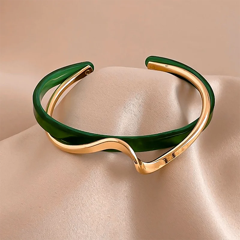 Witte acryl armbanden Board Bend Metal Bangles Dameshandarmbanden Geometrische C-vormige openingsarmbanden Sieraden Geschenken