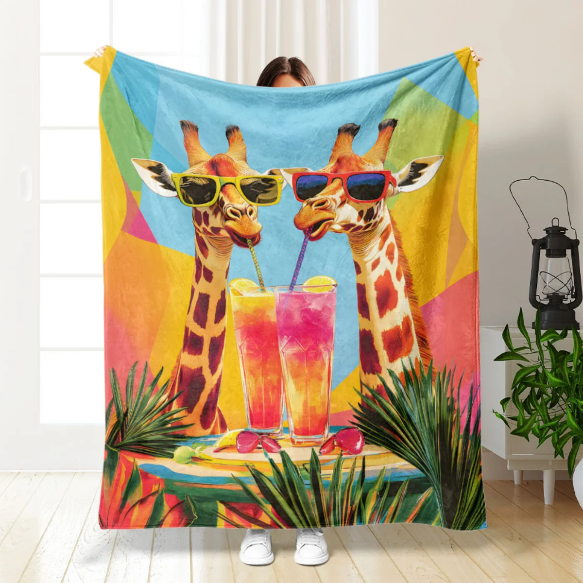 

1. Фланелевое одеяло с принтом жирафа — теплое и мягкое, идеально подходит для диванов, кроватей, гостиной, офисов и путешествий, Рождества.