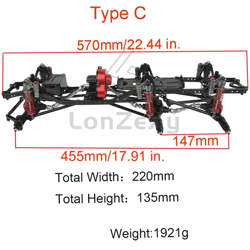 Ulepszone podwozie samochodu RC 6x6 ze stopu metali Pusta rama z 3-osiowymi ogniwami skrzyni biegów DIY do części samochodowych Axial SCX10 1/10 RC