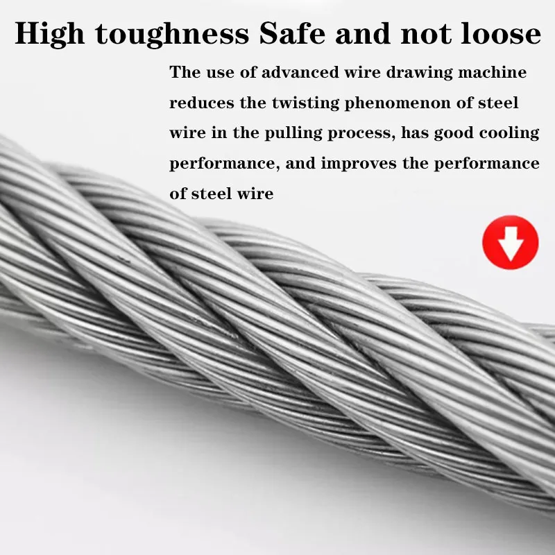 12mm Stainless Steel Thick Wire Rope Heavy Lifting Cable Crane Wire Rope Has Strong Bearing Capacity, Strong And Durable