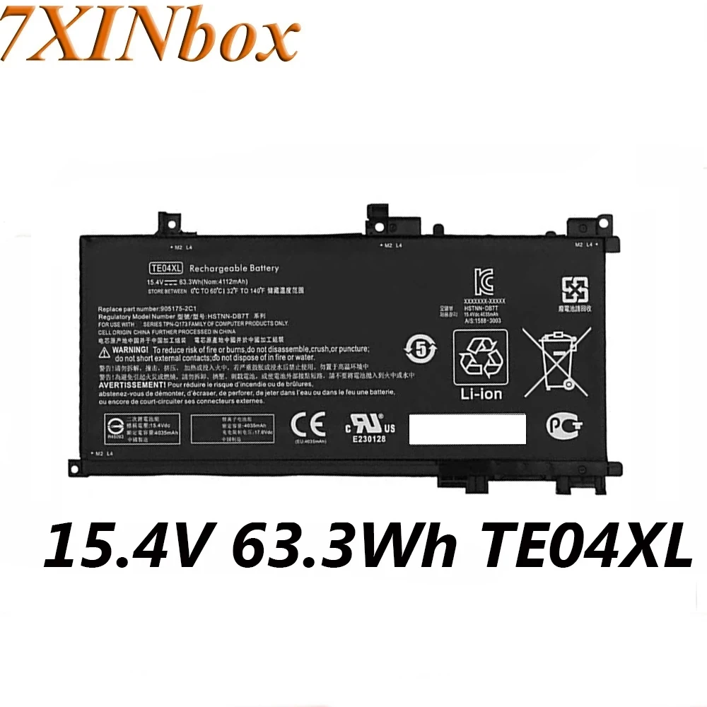 

7XINbox TE04XL HSTNN-DB7T 15.4V 63.3Wh Laptop Battery For HP Omen 15-AX200 AX200NA AX235NF AX201NC Pavilion 15-BC000 Series