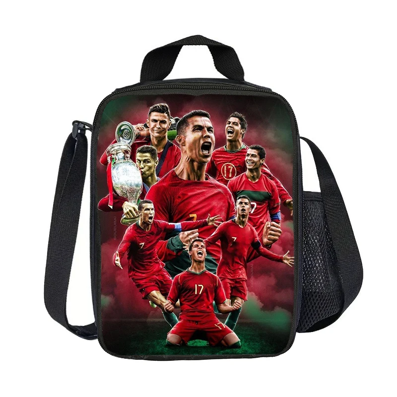 Sports Lunch Container Leakproof Tote Lunch Box Ronaldo Food Storage Bags Thermal Bag CR Football Star Insulated Lunch Bags
