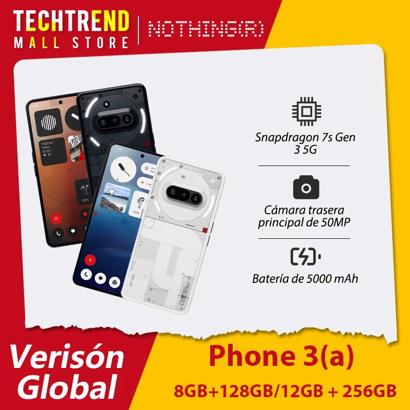 Nothing Phone 3a 5G Smartphone Snapdragon 7s Gen 3 6,77 Zoll flexibles AMOLED 5000 mAh 50 W Laden 50 MP OIS- und EIS-Kamera Android 15