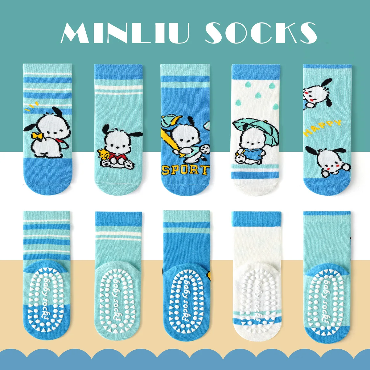 

5 Pairs Cute Sanrio Pochacco Boys Girls Short Socks New Four Seasons Cartoon Anime Comfortable Socks Cotton Kids Socks Gift