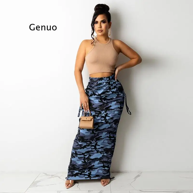 

Sexy Camo Bodycon Long Skirts Clothing Fashion Fall Vintage Outfits Elegant Cute Birthday Party Wear Maxi Club Skirt