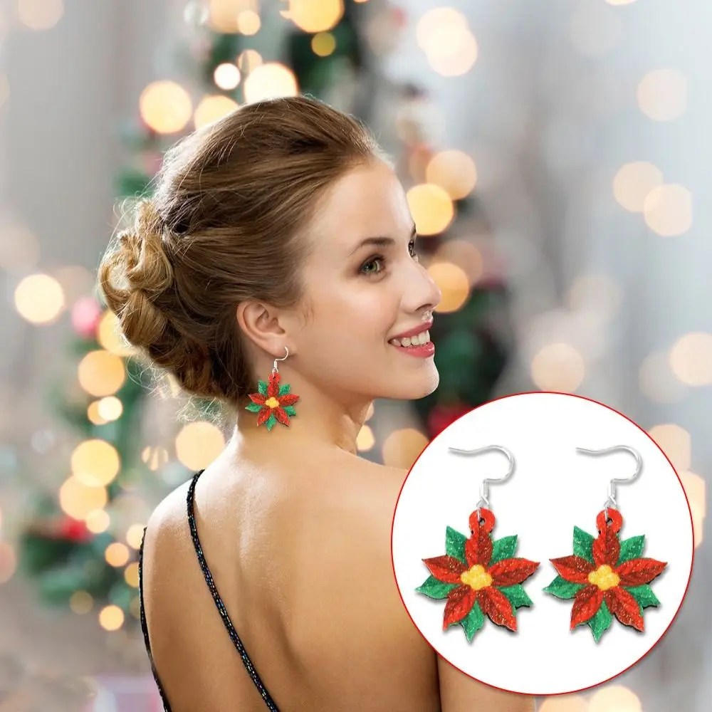 1Pair Fashion Christmas Tree Christmas Earring Snowman Handmade Sew Santa Claus Earrings Felt Shiny Xmas Eardrop Party