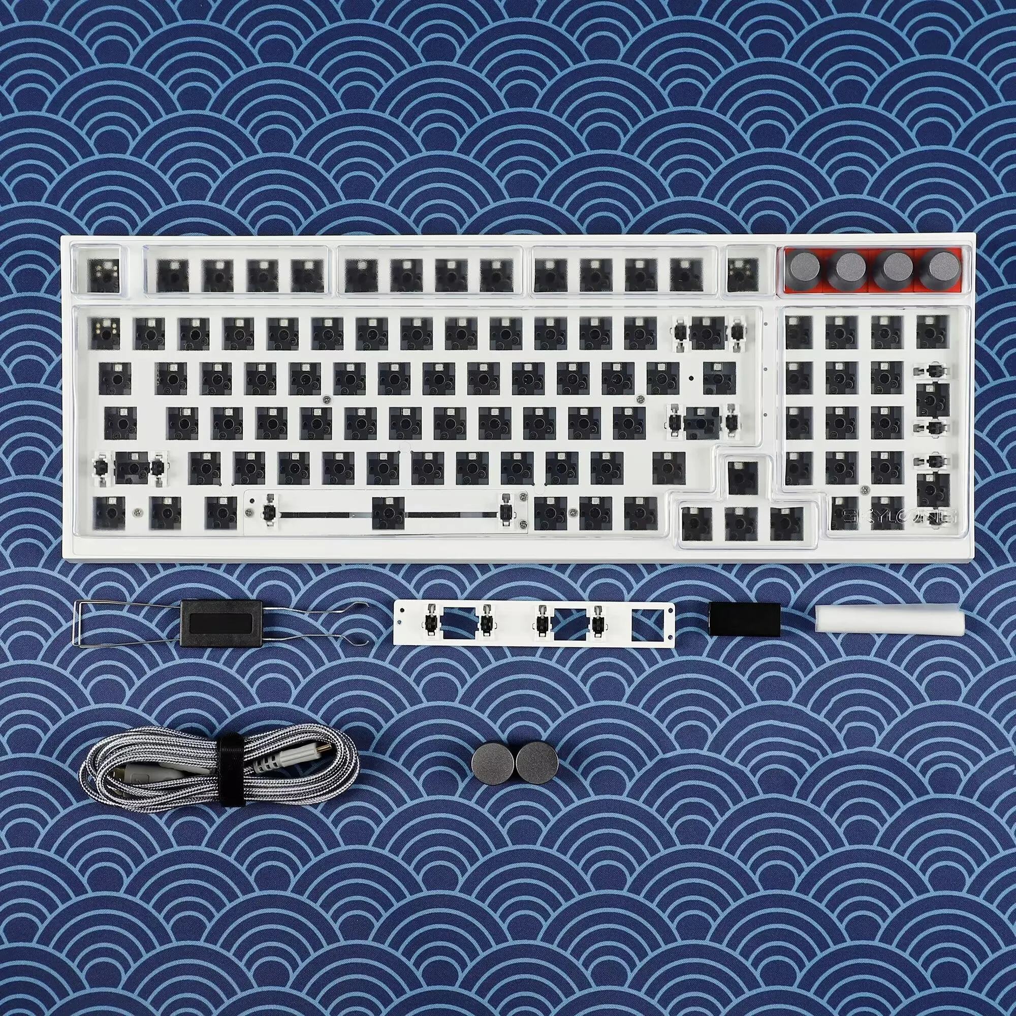 GK980 Hot Swappable Macro Bluetooth Wired Mechanical Keyboard Triple-Mode 4 Knobs Plastic case Gasket RGB 2.4G Barebone