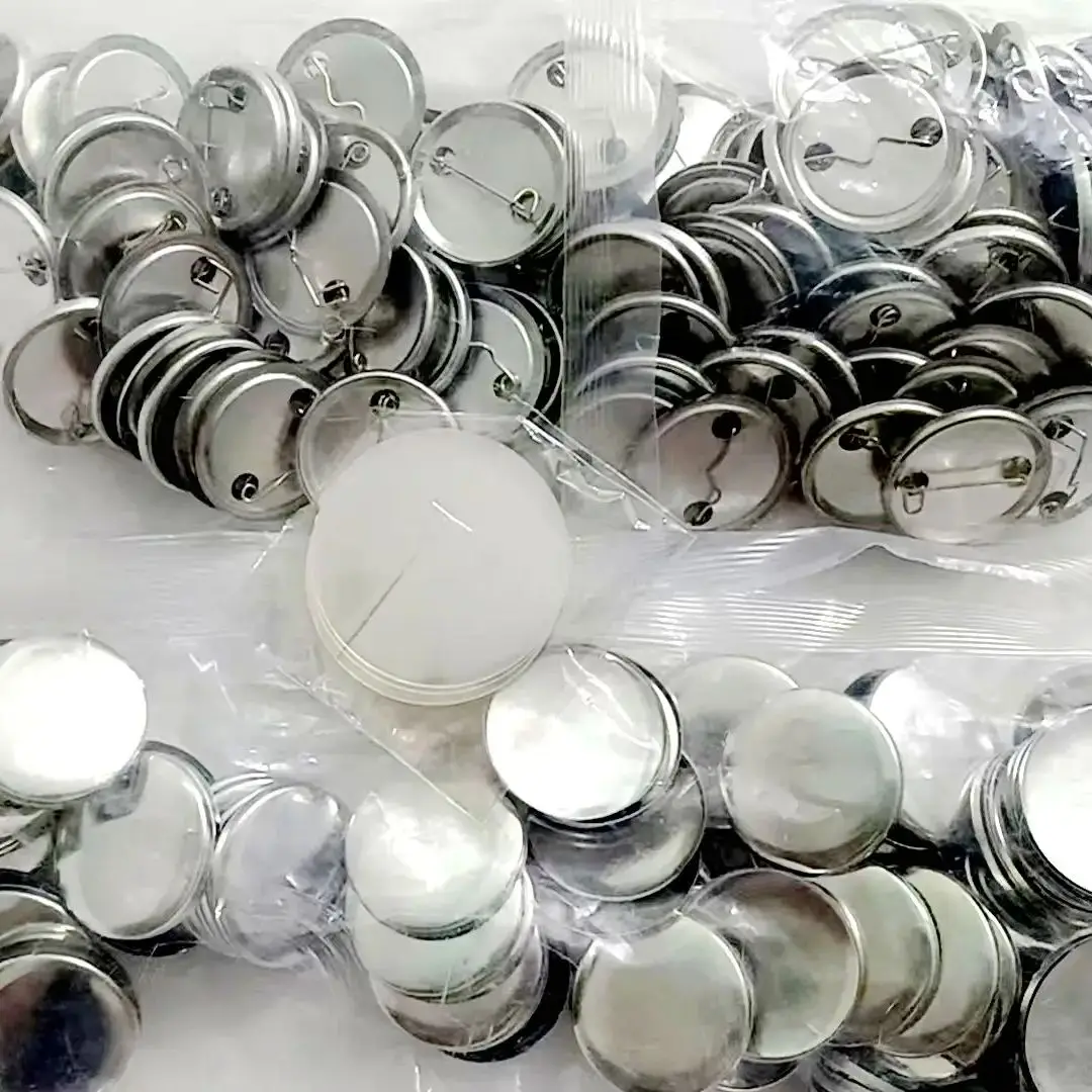 100 unidades de botones de metal mate de 25mm/32mm/37mm/44mm/58mm/75mm, material en blanco para insignias, piezas de botones.