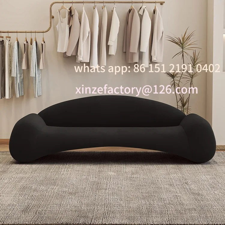 Customizable Nordic cream style fabric sofa straight row simple sitting area reception small apartment sofa chair
