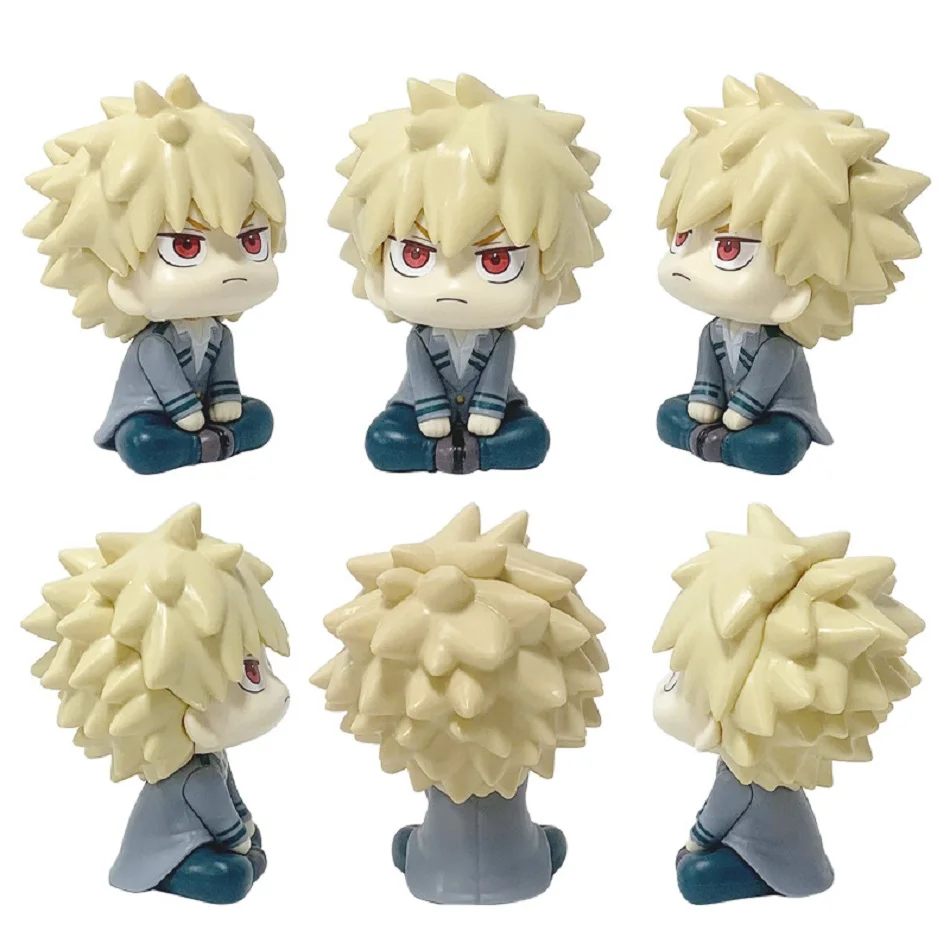 Q versão meu herói academia midoriya izuku katsuki mini figura anime periferia kawaii sentado brinquedo desktop carro ornamento modelo presente