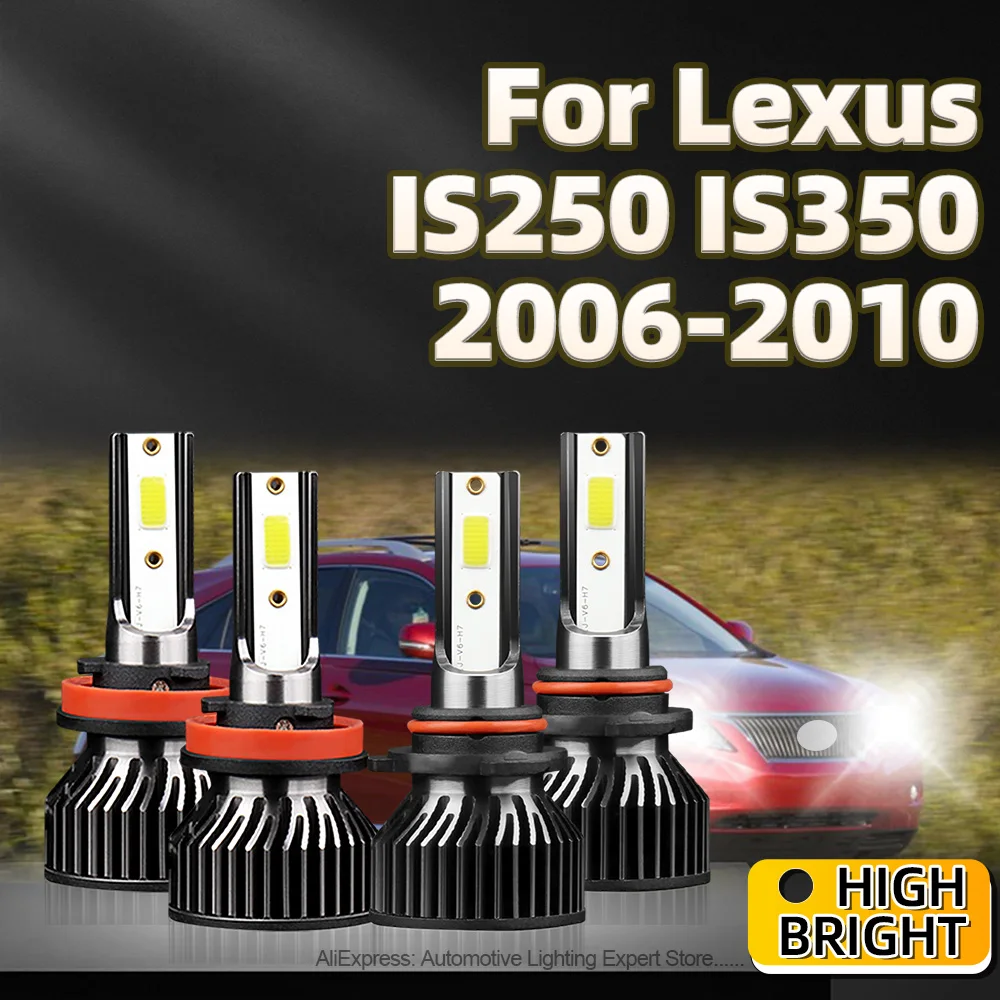 

4Pcs LED Headlight Canbus H11 Bulb 9005 Car Light COB with Fan Cooling 6000K For Lexus IS250 IS350 2006 2007 2008 2009 2010