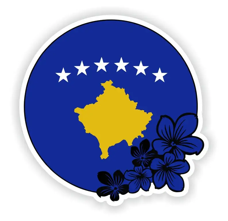 

Kosovo Round Flag Flower Sticker Decals Off Road Stickers For Car Personalized Suv Cover Waterproof Caravan Sticker Funny Decor