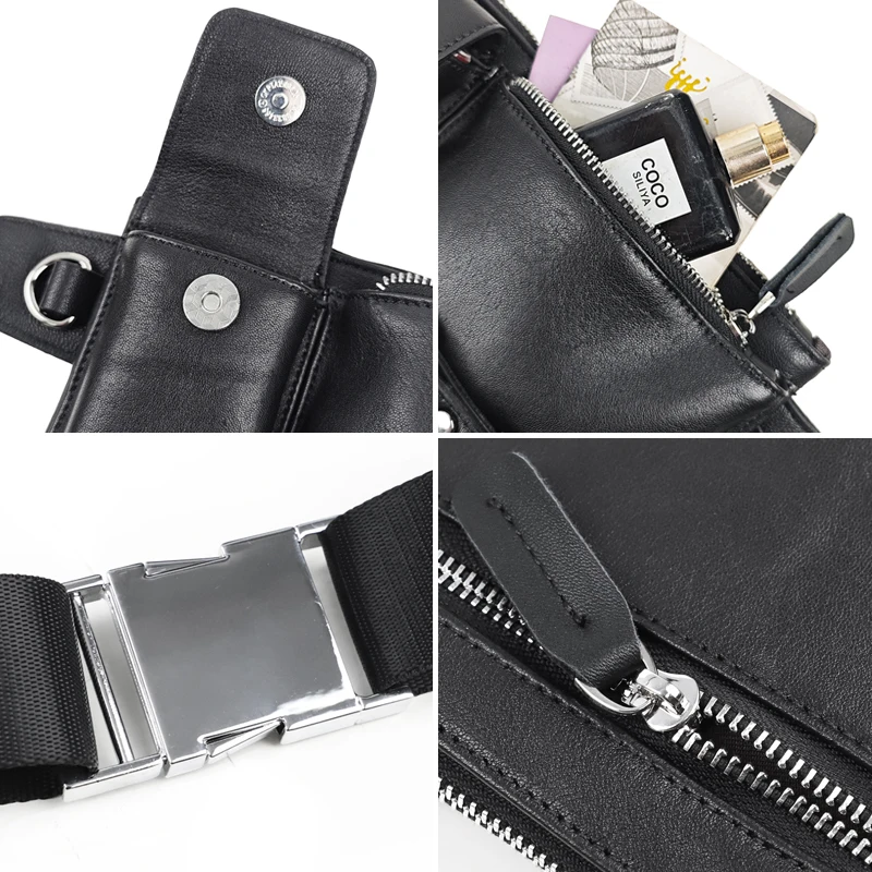 

Casual Genuine Leather Waist Packs For Men Waist Bag Fanny Chest Shoulder Bag Multifunction Waist Chest Bag Travel Sport