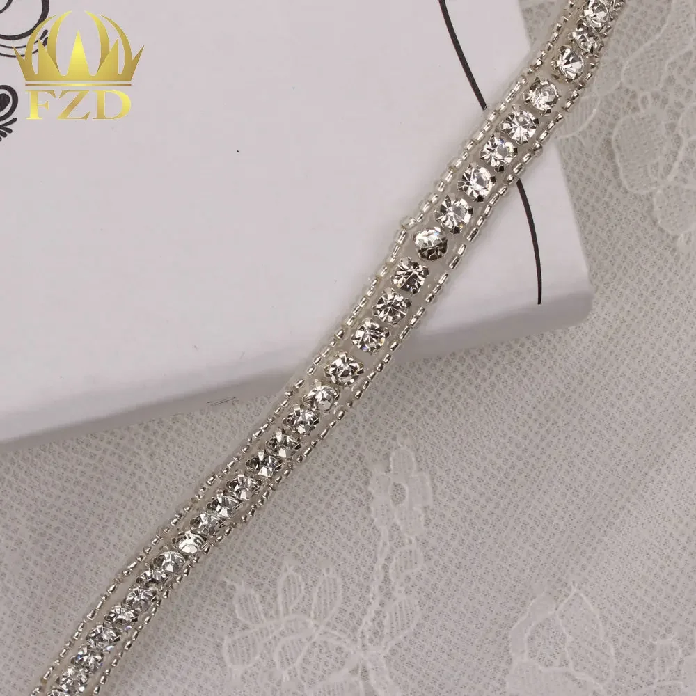 

(10yards) Hot Fix Appliques Stoned Wedding Beading Rhinestones Patch Clear Crystal Chain For Dresses Sew On Garment Trimming