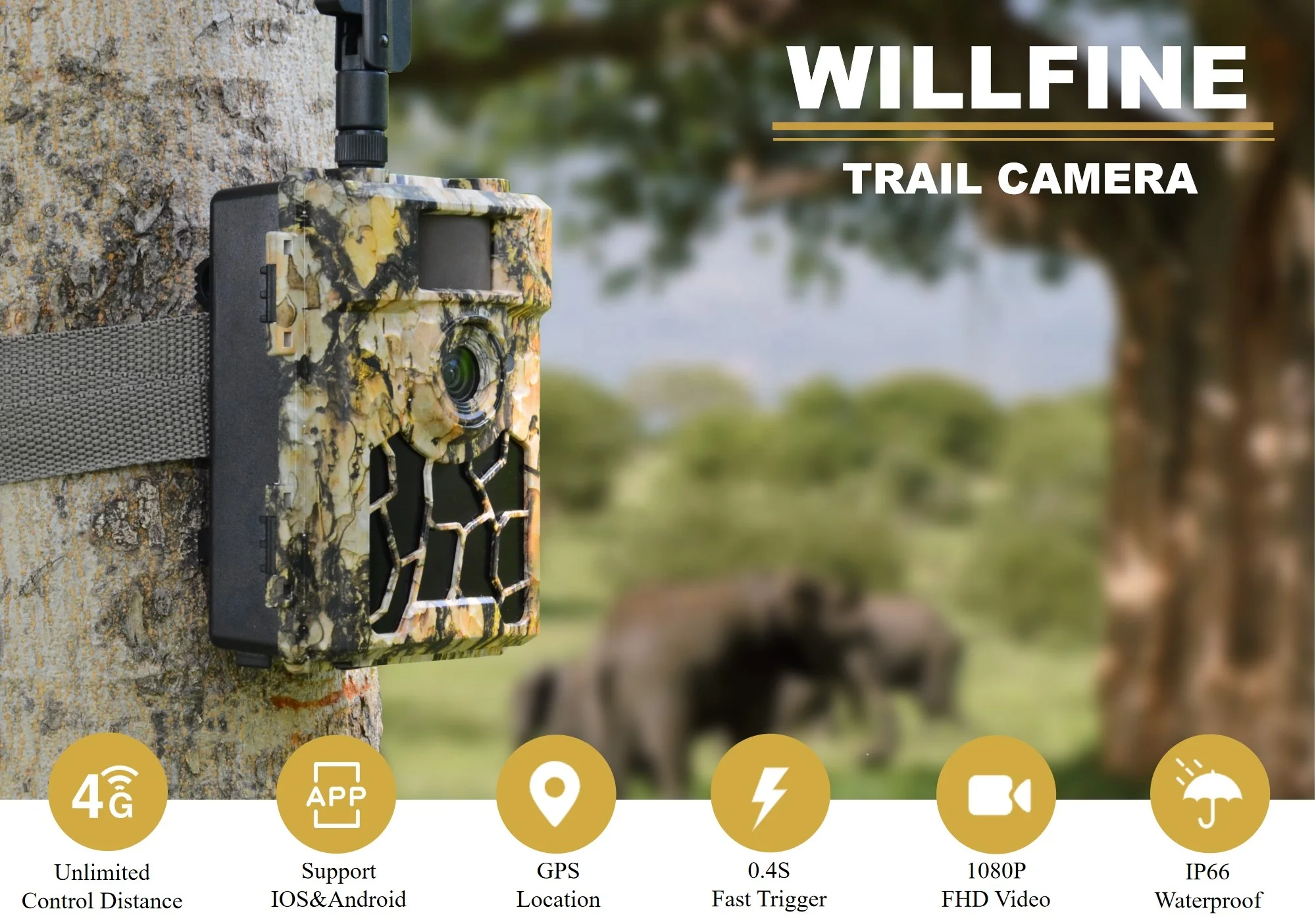 WILLFINE 5.8CG Outdoor Wild Cam Long Distance Hd Sms Command 4G Lte Smtp Hunting Trail Camera