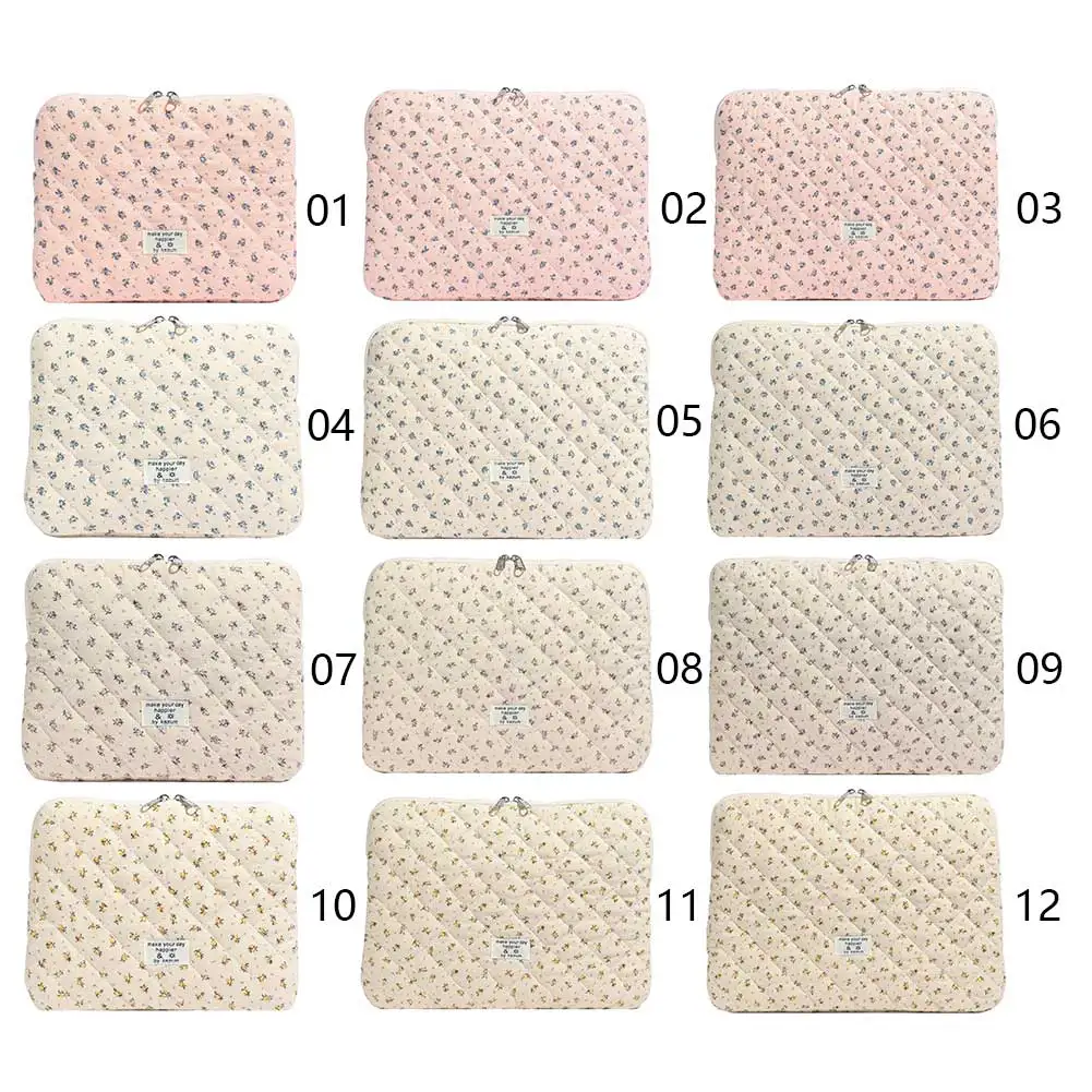 Floral Laptop Sleeve Quilted Laptop Carrying Case Protective Cute Computer Sleeve for 11-15 Inch Laptop Tablet