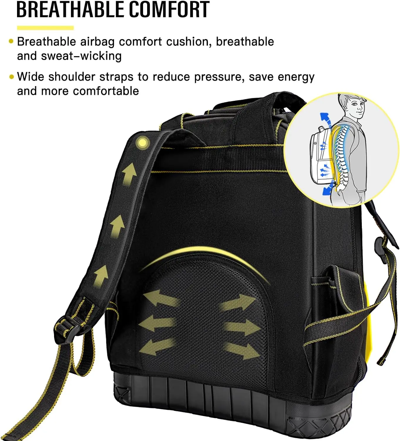 AIRAJ-mochila de herramientas de 43x38x20cm, mochila de herramientas de alta resistencia con Base de goma ABS, fácil de llevar (mochila/bolsos)