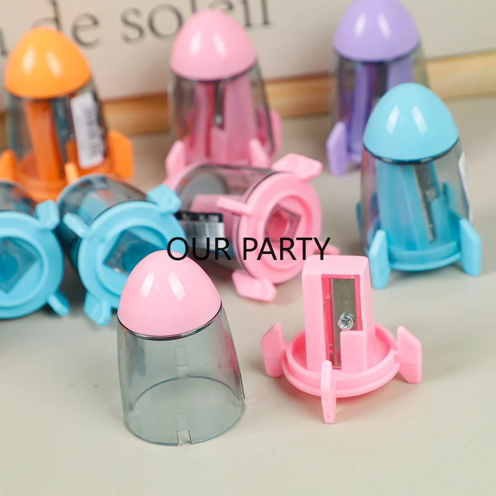 10Pcs Mini Rocket Spaceship Shape Pencil Sharpener Gift for Kids Birthday Party Favors Back To School Stationery Gift Goodie Bag