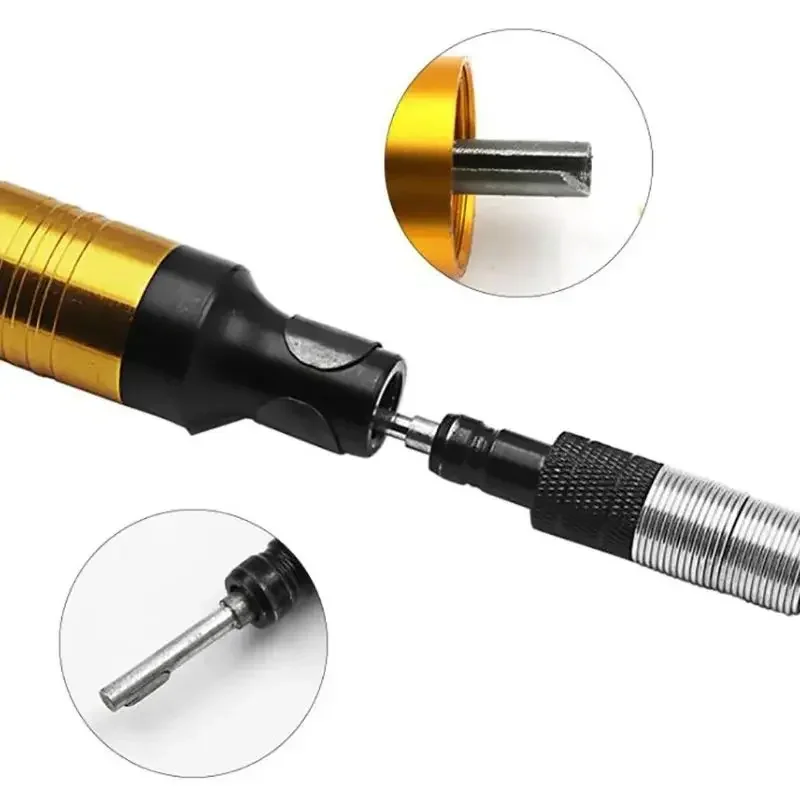 Rotary Tool Grinder 0.3-6.5mm with Chuck Key, Black Rubber / Silver Stainless Steel Flexible Shaft Adapter Attachment гибкий вал