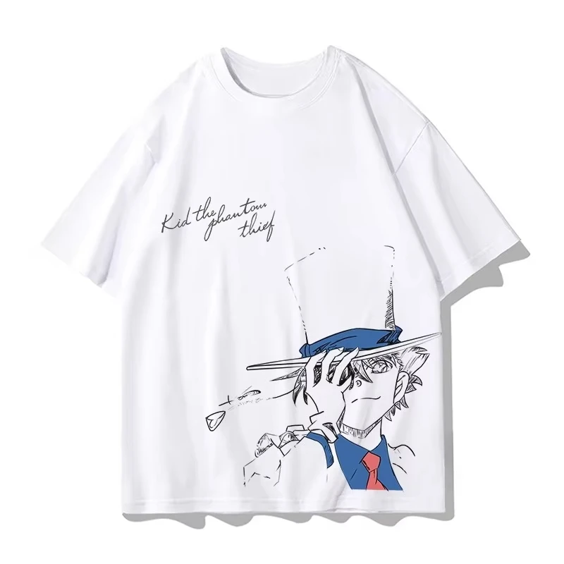 명탐정 코난 콜라보 캐주얼 반팔 티셔츠 남성 코난 몬스터 도둑 키드 애니메이션 남녀 스트리트웨어