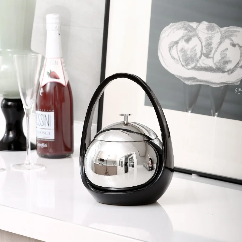 

Stainless steel ice bucket household living room wine cabinet decorative ornament Western food ice bucket red wine