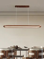 Modern Home Decoration Wooden Ceiling Chandelier Led Black Walnut Long Pendant Lamp for Dining Room Bar