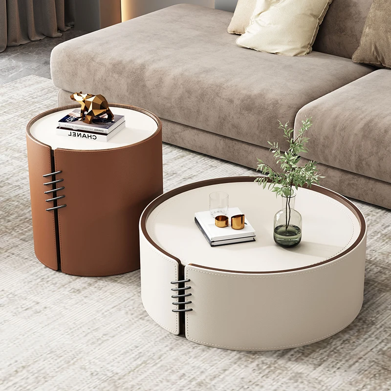 Light Luxury Size Round Storage Coffee Table Set Fashion Living Room Household Tea Table