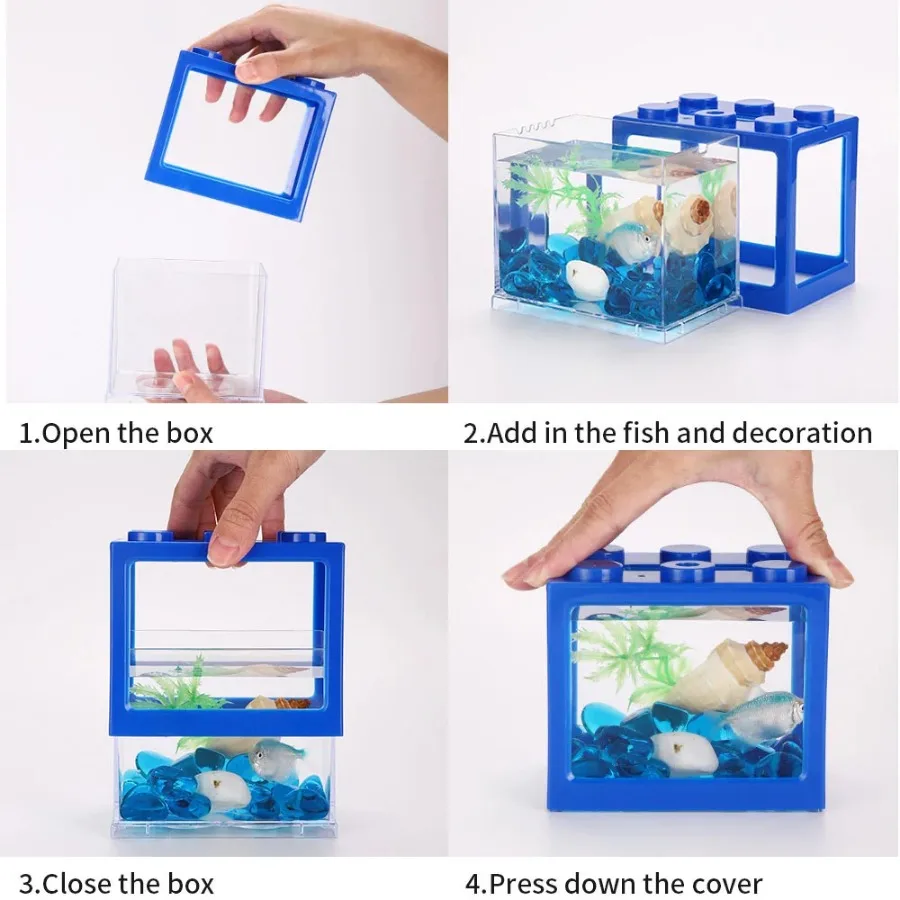 Mini Fish Tank Aquarium Office Home Desktop Pet Betta Feed Box Office Home Decor