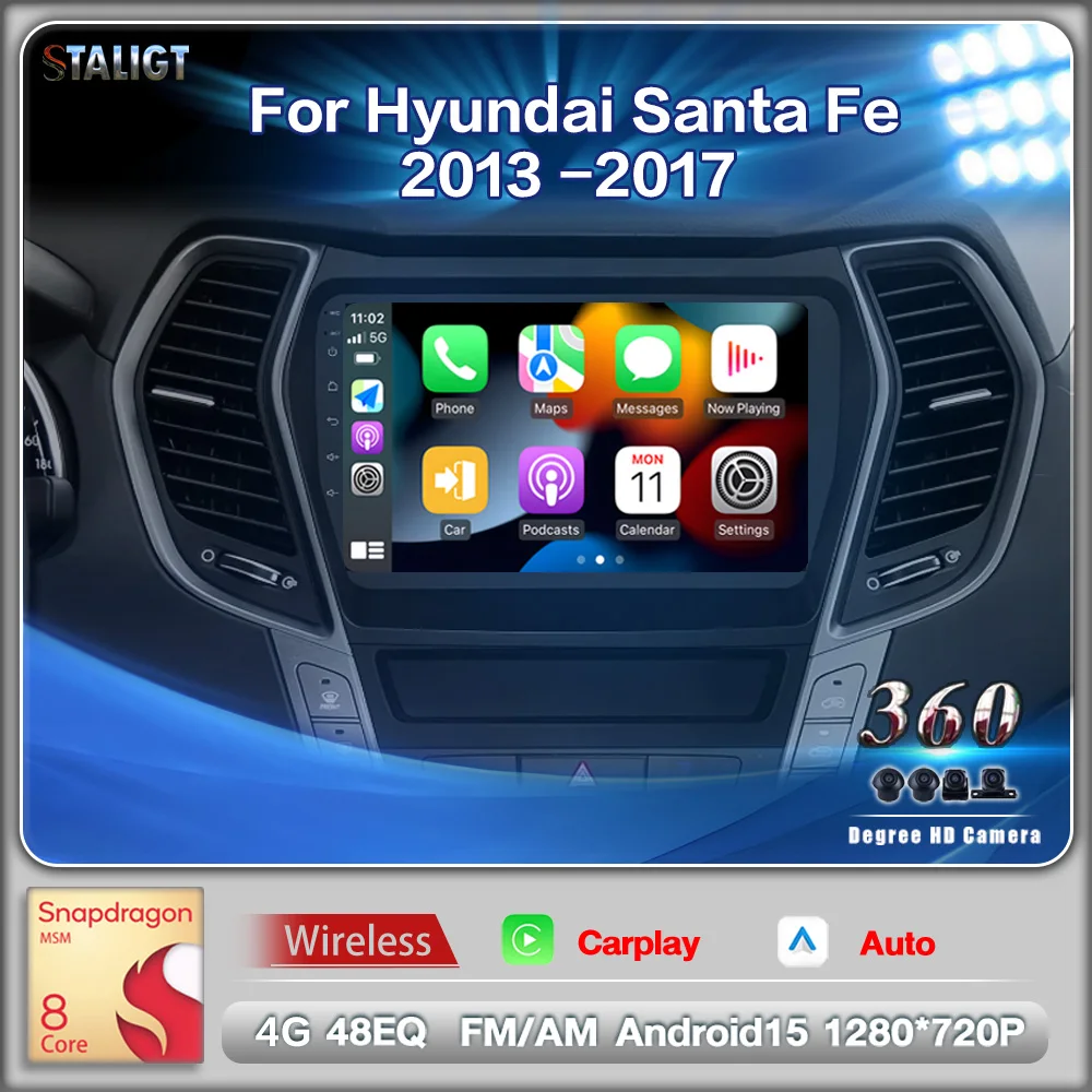 

Android 13 For Hyundai Santa Fe 2013 -2017 Multimedia Automotive Carplay Android Auto Wireless Autoradio Stereo Car Audio Player