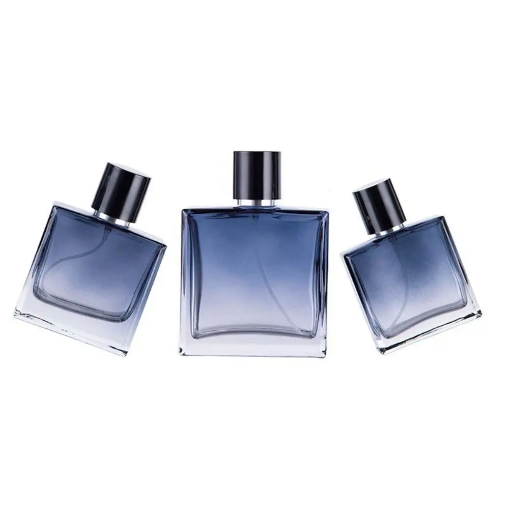 المحمولة سعة كبيرة زجاجة مربعة زجاجة فارغة تصفيف الشعر الزجاج البخاخة 30/50/100 مللي التدرج الأزرق موزع #4