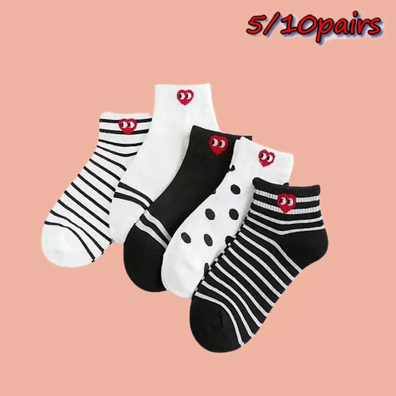 5/10 Paar neue hochwertige Damen Mid Tube Socken atmungsaktive College-Stil Mädchen Mid Tube Socken bequeme Damen Sports ocken