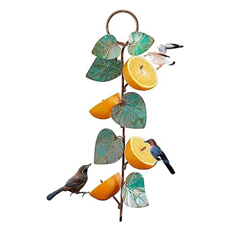 Oriole Bird Feeder For Outdoors Hanging Green Leaf Orange Fruit Bird Feeder Outdoor Garden