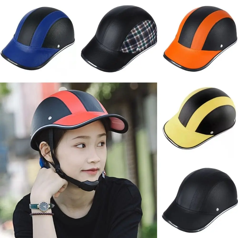 Classic Baseball Cap Style Bicycle Helmet Adjustable Strap Safety Cycling Helmet Anti-UV Half Face Motorcycle Half Helmet MTB