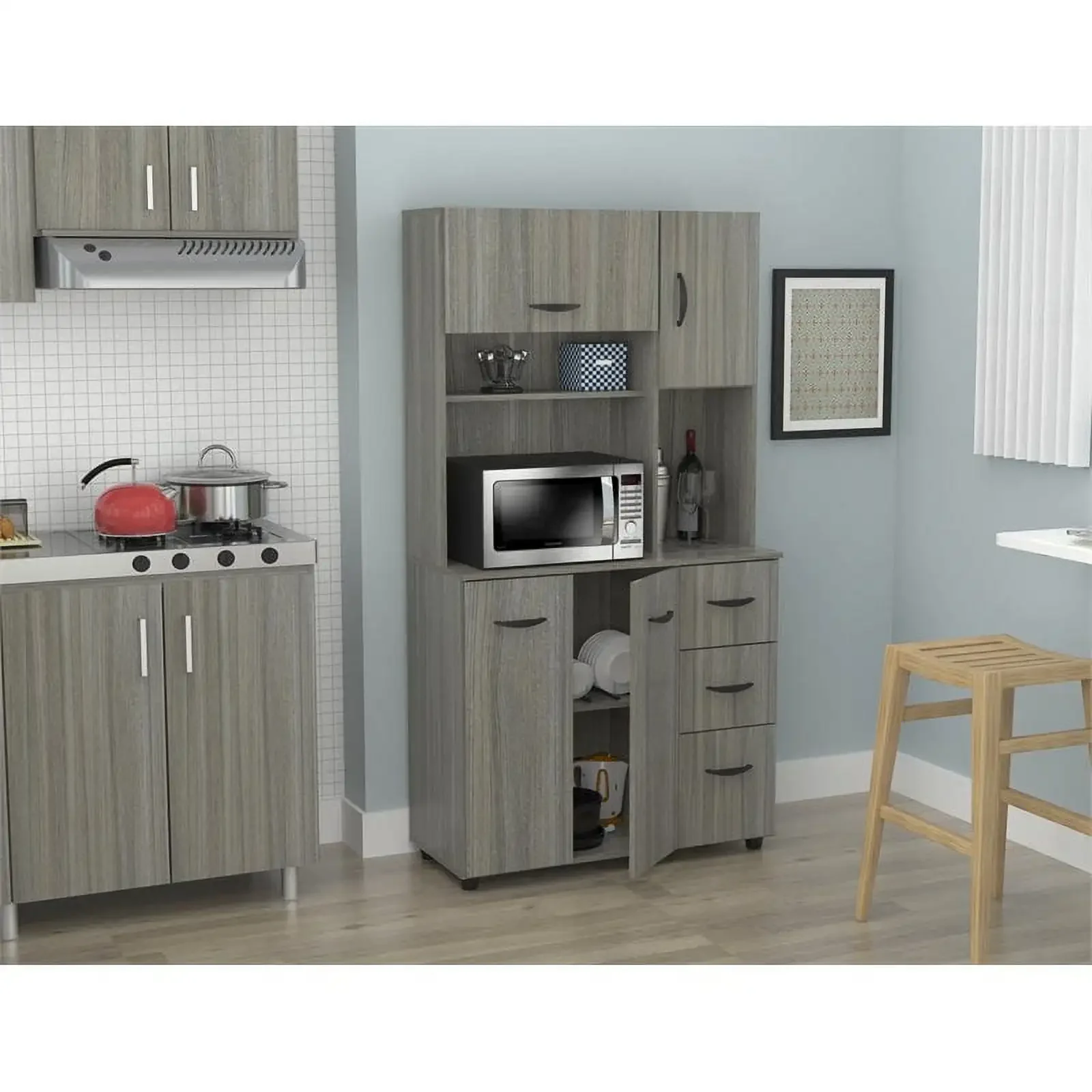 Laminate Kitchen Microwave Storage Cabinet 35