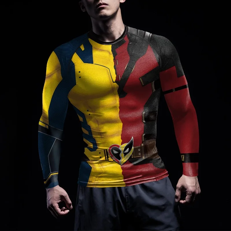 Superhero Cosplay Men T-shirt 3D Printed Costumes Fitness Compression Tee Halloween Party Top Quick Dry Male Novelty Clothes