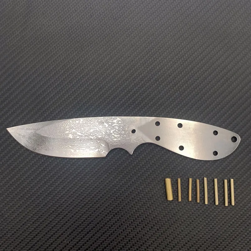 Dropship Damascus Steel Straight Knife Fixed Blade  Diy Semi - Finished Outdoor Manual Knife Forging Damask Steel Camping Knife
