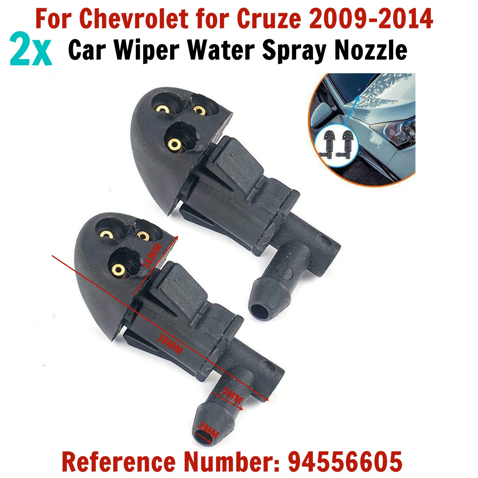 

Car Accessories Windshield Washer Nozzle Washer Head Washer Nozzles 94556605 Water Spray Head 1 Pair Auto Wiper