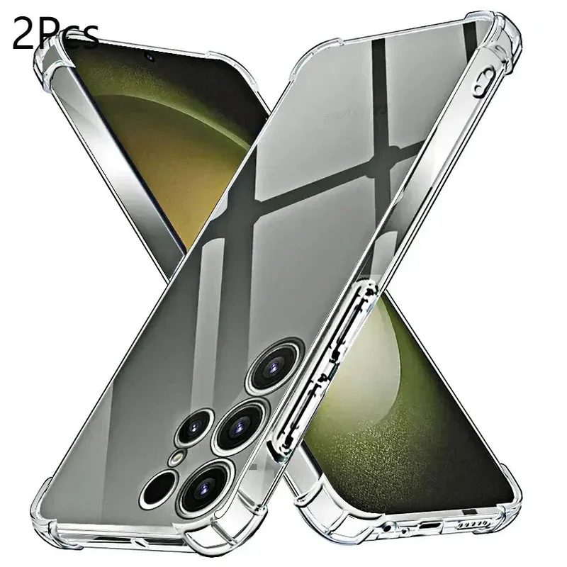 

2pcs Clear Case For Samsung Galaxy S23 S24 Fe S25 Ultra S22 Plus Shockproof Soft Silicone Phone Cover For Samsung A54 A55 A53 A5