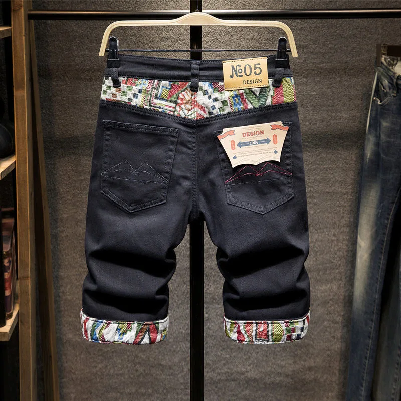 New Summer Fashion Trend Ripped Straight Tube Printed Denim Shorts Men's Casual Loose Comfortable Sports High Quality Pants - Image 3